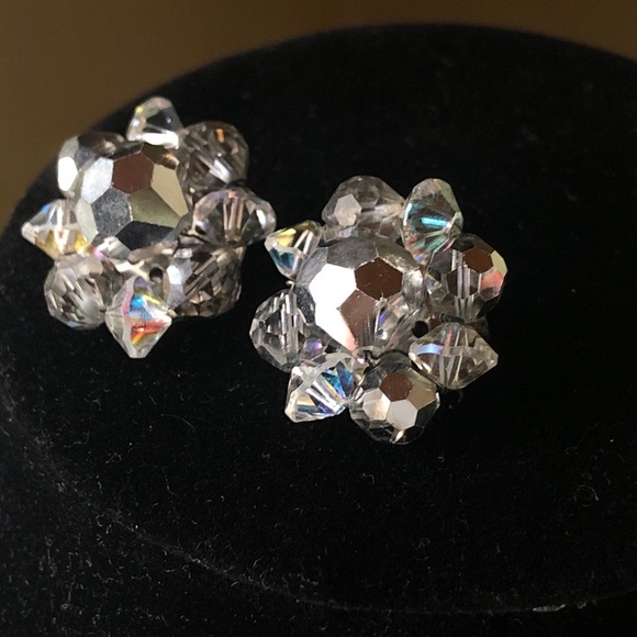 Vintage Silver Grey AB Necklace & Clip Earring Set - Picture 4 of 6